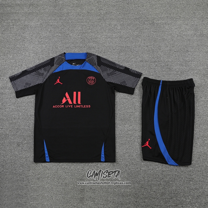 Chandal del Paris Saint-Germain 2022-2023 Manga Corta Negro y Azul - Pantalon Corto